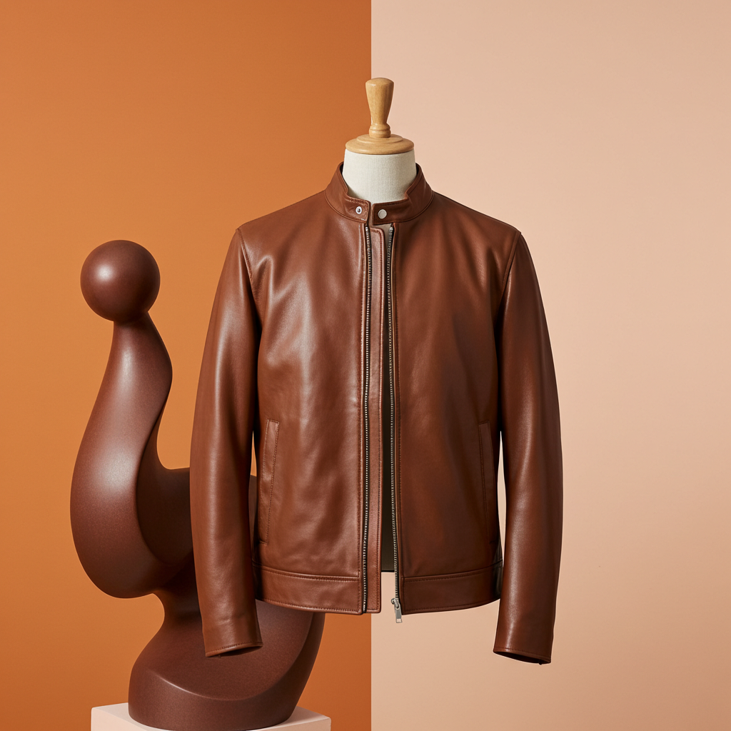Blouson Aviateur en Cuir Marron Premium