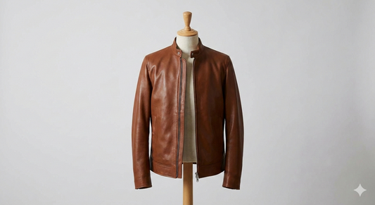 Blouson Aviateur en Cuir Marron Premium