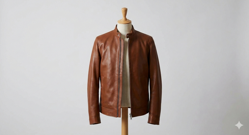 Blouson Aviateur en Cuir Marron Premium