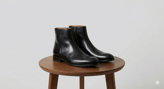 Bottines Chelsea Zippées en Cuir Noir Poli