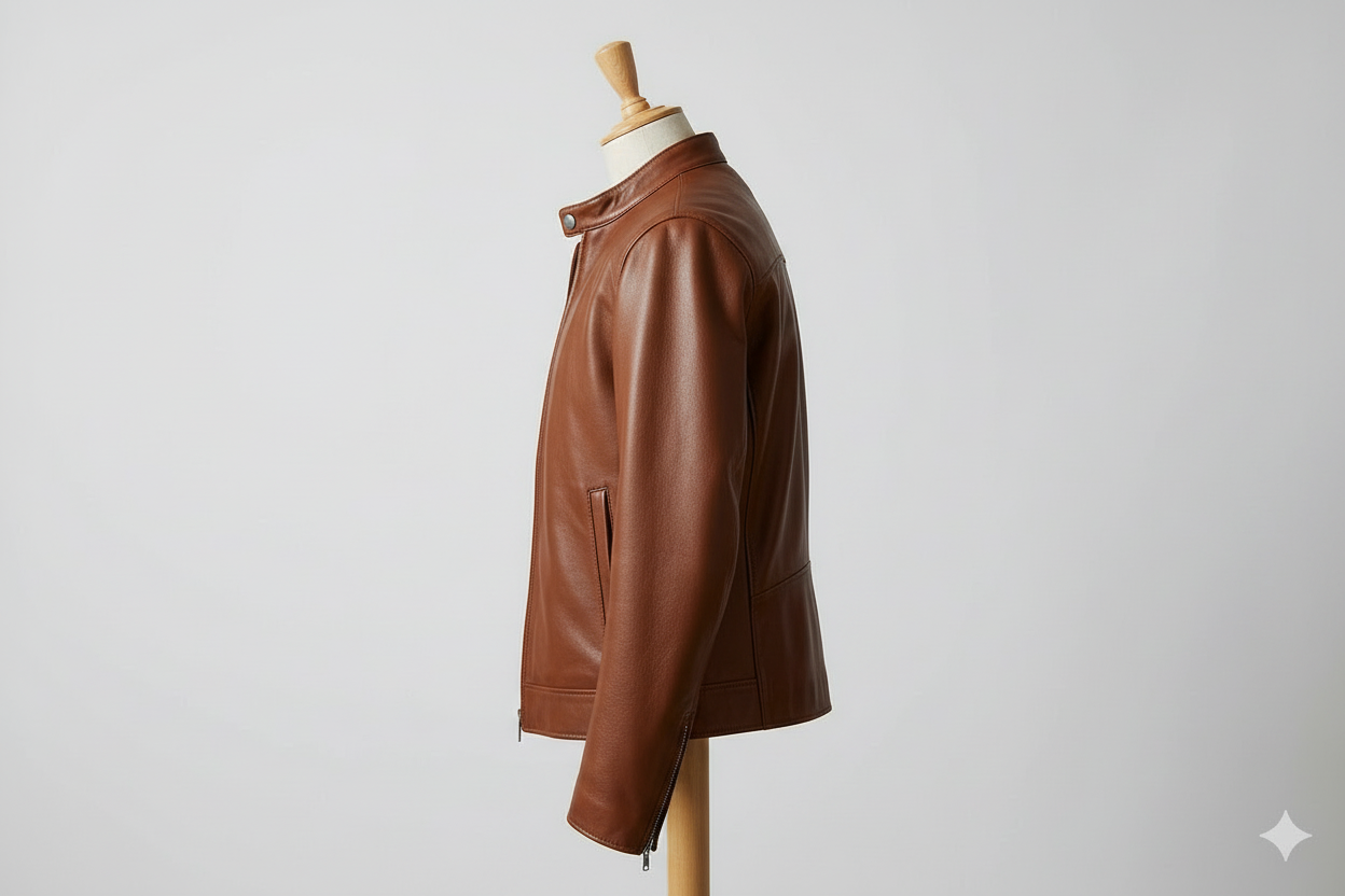 Blouson Aviateur en Cuir Marron Premium